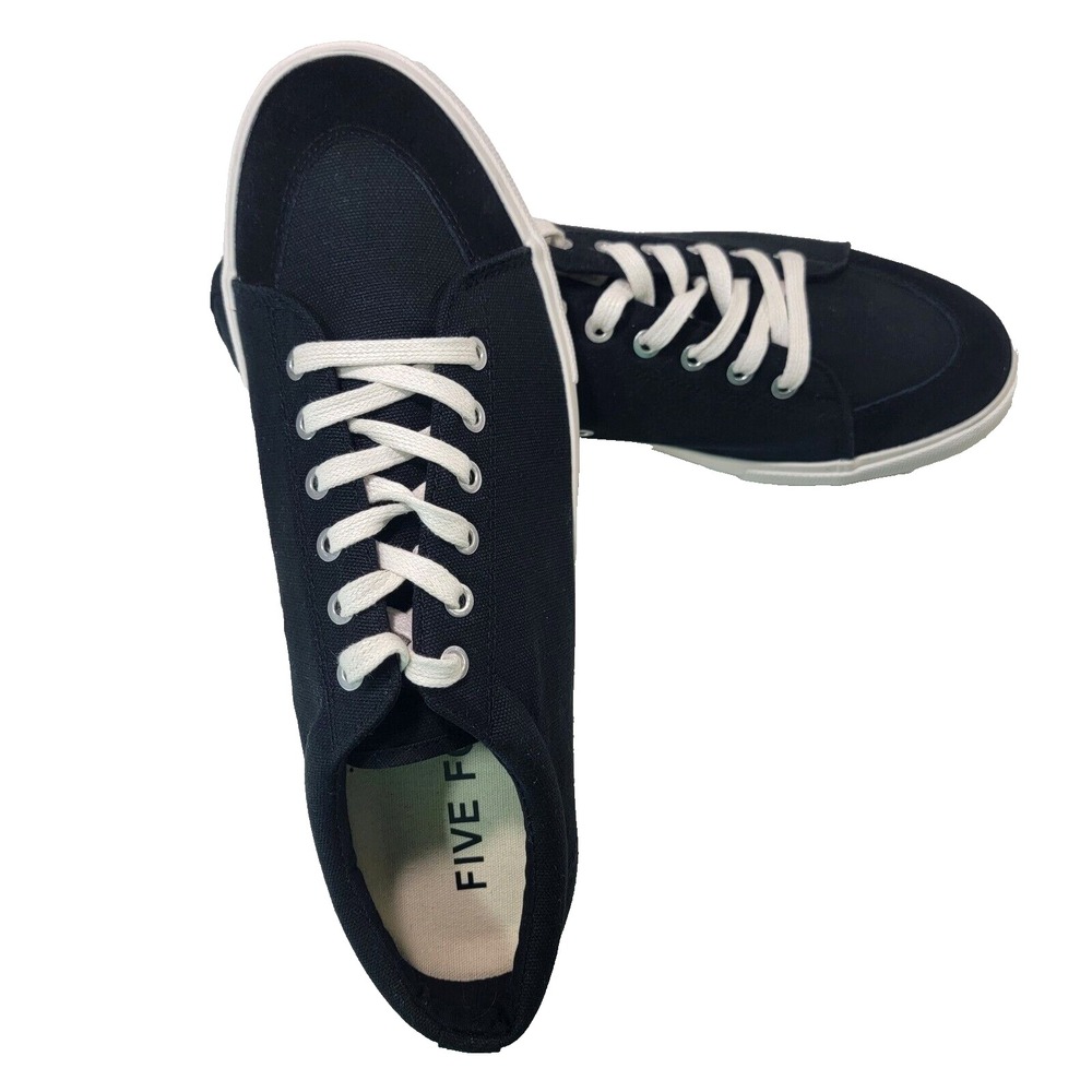 Five Four Canvas Sneakesr Mens 10 Low‎ Top Suede Accents Tennis Skater Black